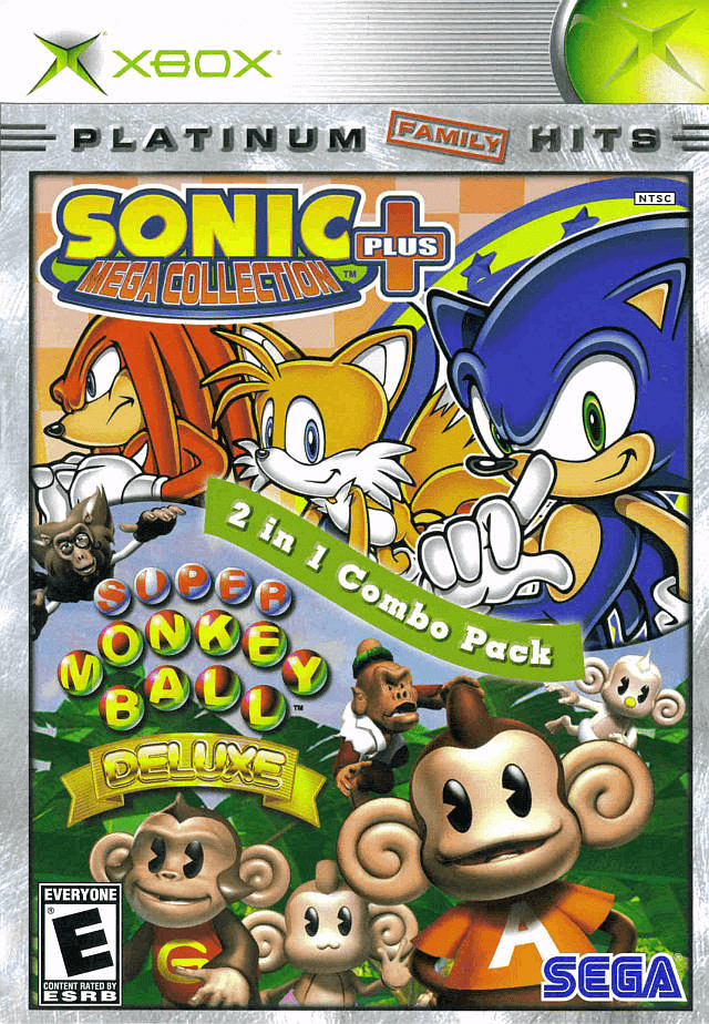Sonic Mega Collection Plus and Super Monkey Ball Deluxe box art for Xbox